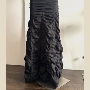 Elan Black Ruched Fold-over Drop waist Maxi Skirt S
